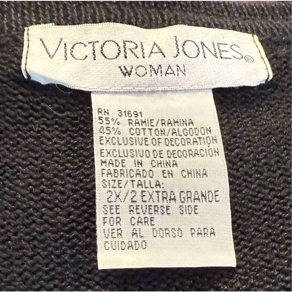 Victoria Jones Woman Holiday Christmas Cardigan Plus Sz. 2X Embroidered - Picture 8 of 9